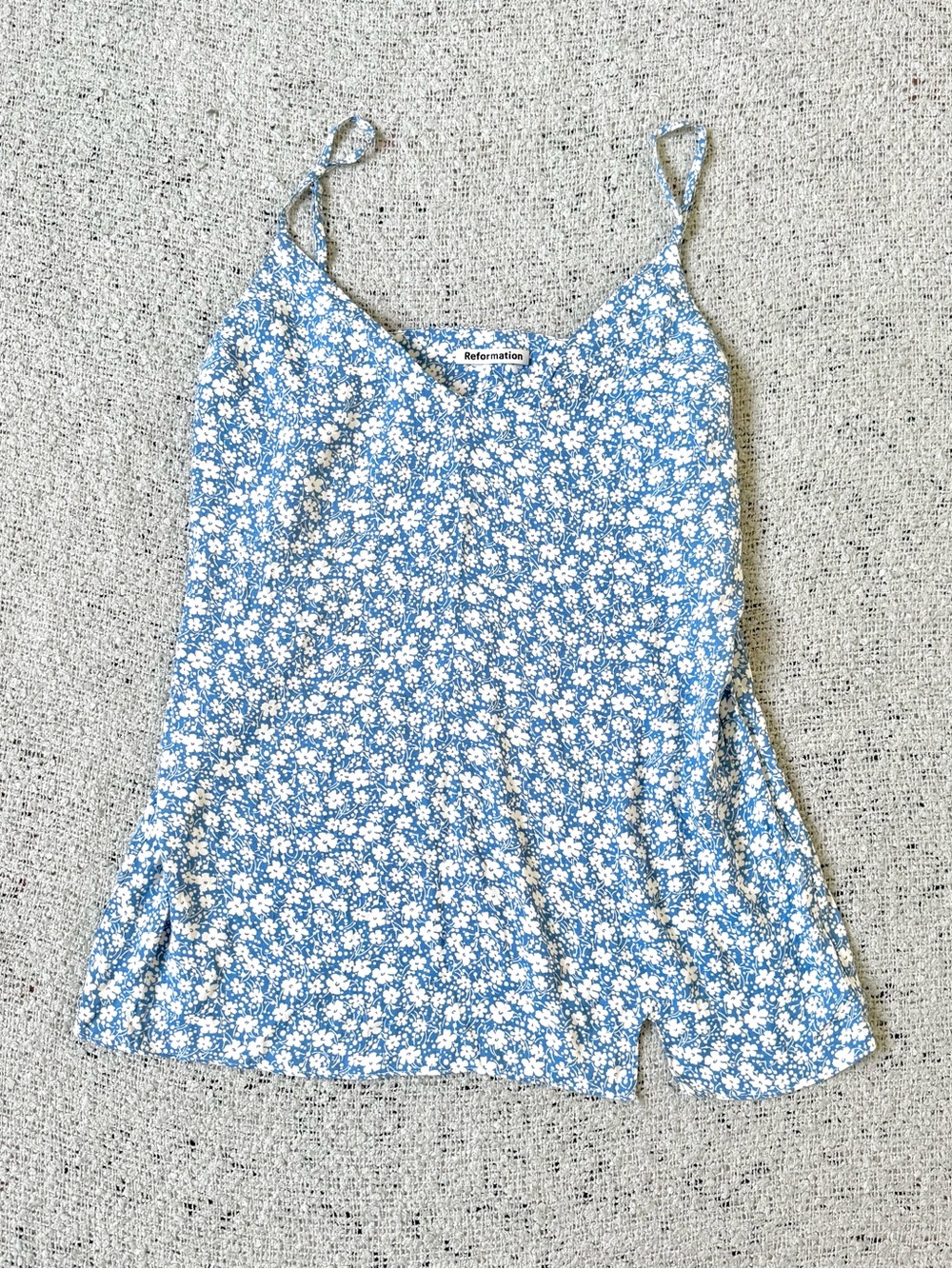 Reformation Light Blue Daisy Print Slip Cami XL